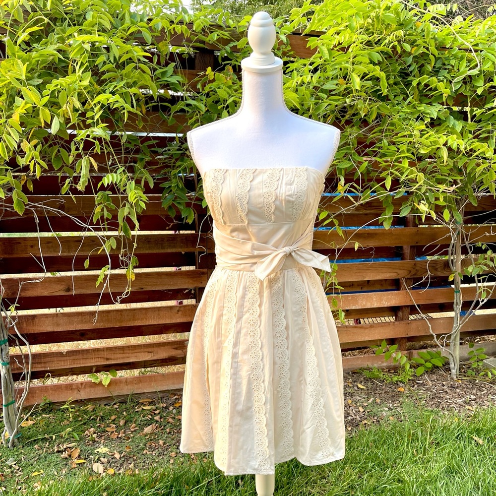 Betsy Johnson Cream Strapless Tulle Dress